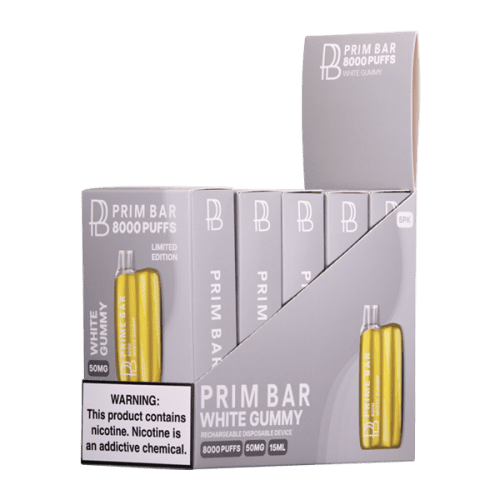 White Gummy Prime Bar 8000 Vape 5-Pack